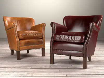 P L C W N leather club chair in style of person 3D model