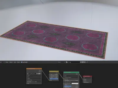 Worn Colorful Traditional Rug Low-poly 3D model