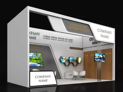 Booth Exhibition Stand Stall 4X8m Height 450 cm 1 Side Open 3D model