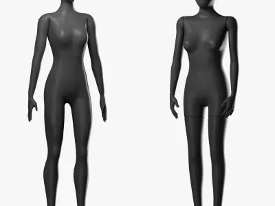 Black Rigged Simple and Sport Female Mannequins 