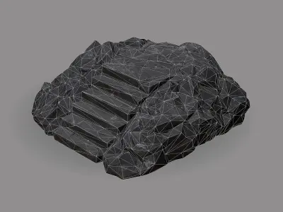 stairs stone 08 Low-poly 3D model