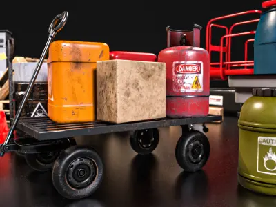 36 Warehouse Props Low-poly 3D model
