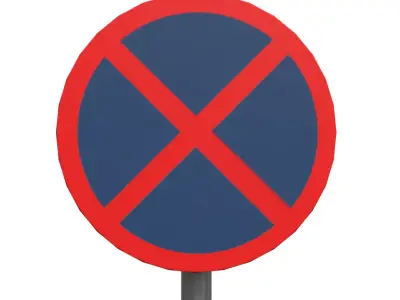 No stopping or standing SignBoard Low-poly 3D model