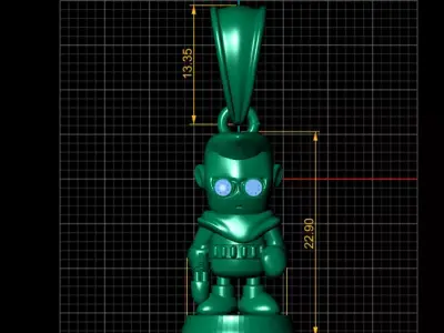 gold robot pendant  3D print model