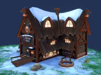 Dragon Peach house Low-poly 3D model