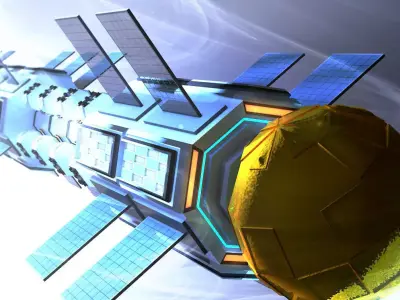 spaceship space station floating in space 3D model