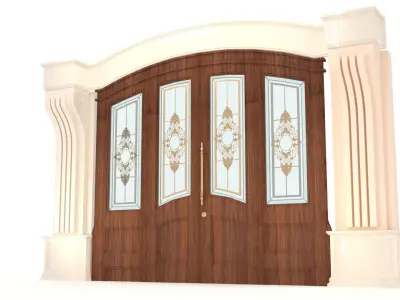 Wooden Classic Door-ENTRANCE Low-poly 3D model