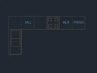 Dynamic L-Shaped Kitchen Cabinet Block - Adjustable  3D model