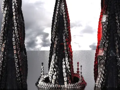 Horror Dark SpineTowers 3 versions  3D model