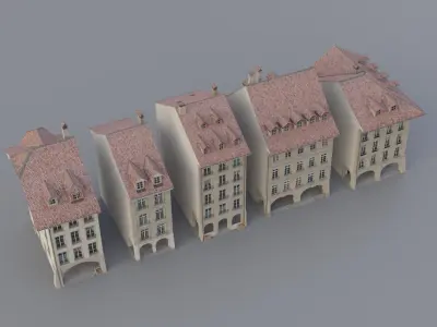 Bern Old Town Houses - Historical Switzerland Buildings Low-poly 3D model