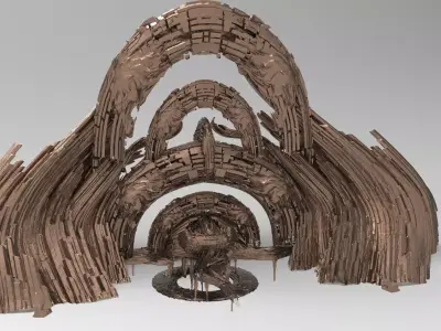 Sci fi Cliff race track rocks 3D model
