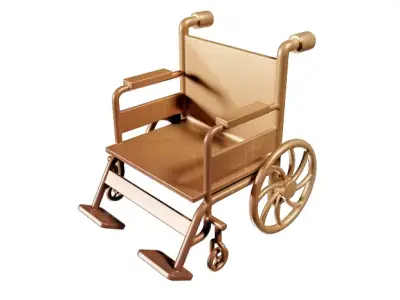 Wooden Wheelchair Toy Low-poly 3D model