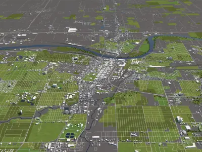 Topeka Kansas USA 50x50km 3D City Map 3D model