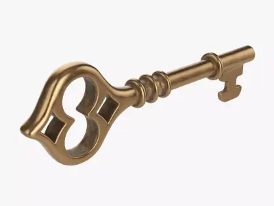 Antique brass key 3D model