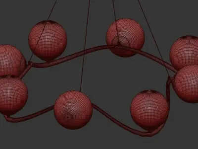 GELLER gold chandelier with glass globes 3D model