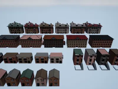 Houses 26 Models variations for any game or production of 6GB Low-poly 3D model