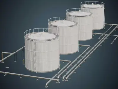Refinery 1A Low-poly 3D model