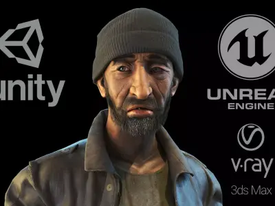 Homeless person Vincent Low-poly 3D model