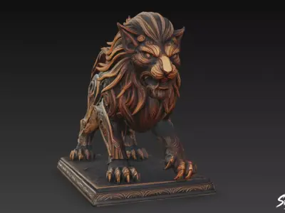 Lion Statue V35 Low-poly 3D model