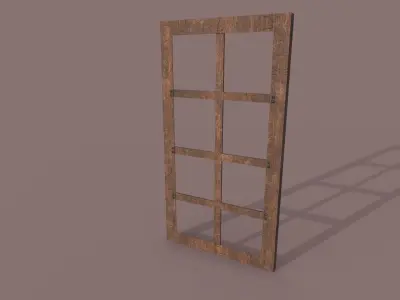 Realistic Wooden Window Frame with Dust Texture Low-poly 3D model
