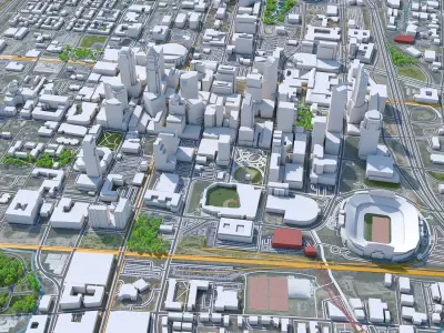 Charlotte Downtown North Carolina USA Low-poly 3D model