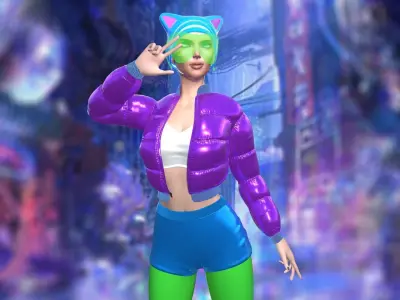 Sci-Fi Cat Girl Low-poly 3D model