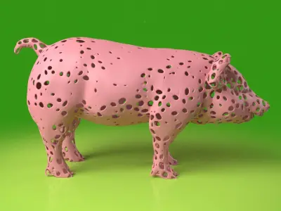 Pig Voronoi Low-poly 3D model