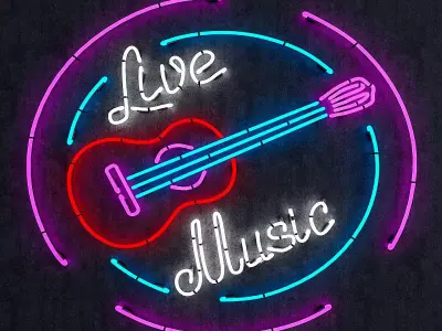Live Music Neon Sign Low-poly 3D model