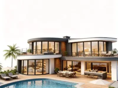 Luxury Curved Villa Architectural 3D Model 3D model purchase