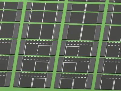 Types of roads Low-poly 3D model