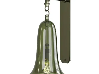 Pair of 1920s Glass Bell Wall Sconces Low-poly 3D model