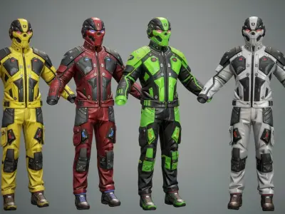 Sci-Fi Clothing Pack 01 and 02 Bundle Low-poly 3D model