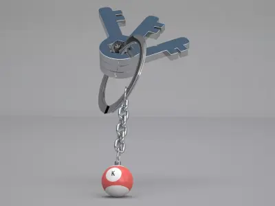K Snooker Ball with Keychain 3D model