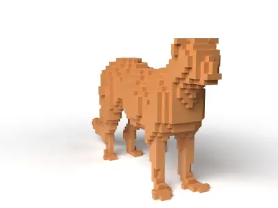 Leopard Minecraft Voxel Low-poly 3D model