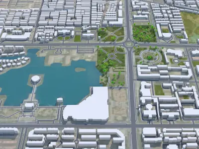 Kaifeng Henan China 40km Low-poly 3D model