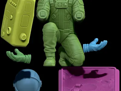 Kneeling Astronaut Pen Holder 3D print model