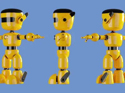 Simple Cute Cartoon Robot Character 3d Model 3D model
