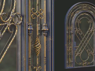 Forged Iron Gate 01 - PBR - 4k - Unwrapped 3D model