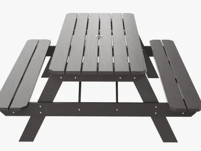 Wood Picnic Table dark 3D model