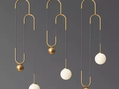 Cradle Brass pulley pendant light 3D model