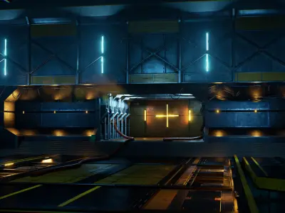 Sci-Fi Hangar Low-poly 3D model