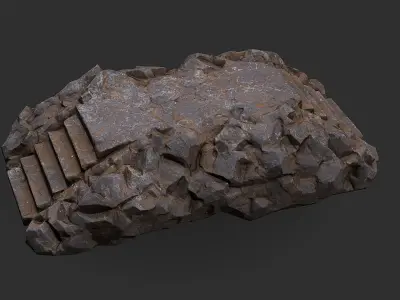 Stairs stone staircase 01 Low-poly 3D model