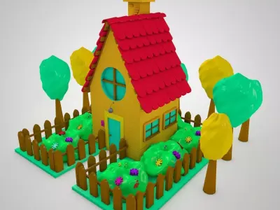 Cartoon House Free low-poly 3D model