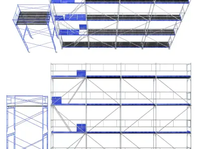 Scaffolding system with different levels 3D model
