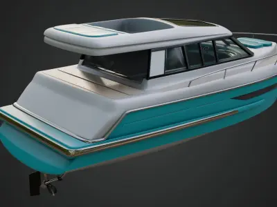 Cabin Cruiser in a Vibrant Turquoise Color 3D model