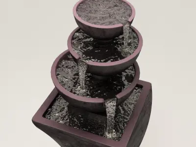 Fountain 2 water with different bowls 3D model