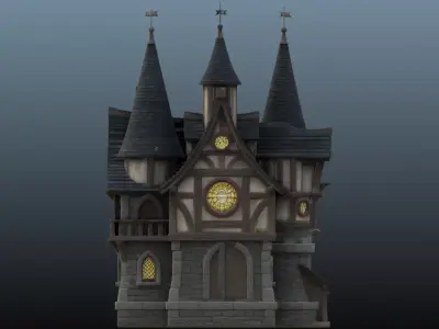  Mediaval fantasy house EM-18 Low-poly 3D model