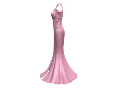 Shoulder Cutout Mermaid Dress Low-poly 3D model