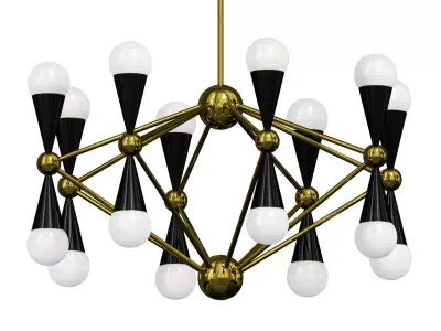 Modern Gold Chandelier with Adjustable 3D model