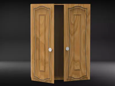 wardrobe wooden cabinet with two doors Free 3D model